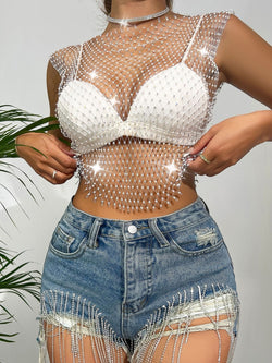 BLUSA MALLA CON BRILLOS
